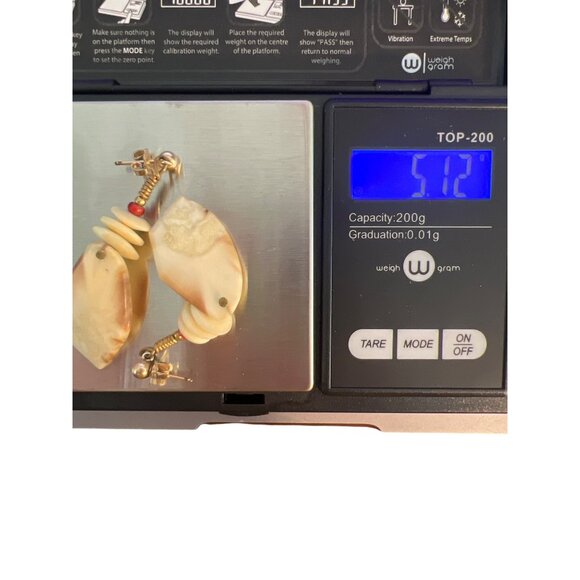 Vintage 14kt GF Dangle Earrings Tagua Nut Cream Natural Pierced Estate 2" 5.12g - Picture 7 of 7